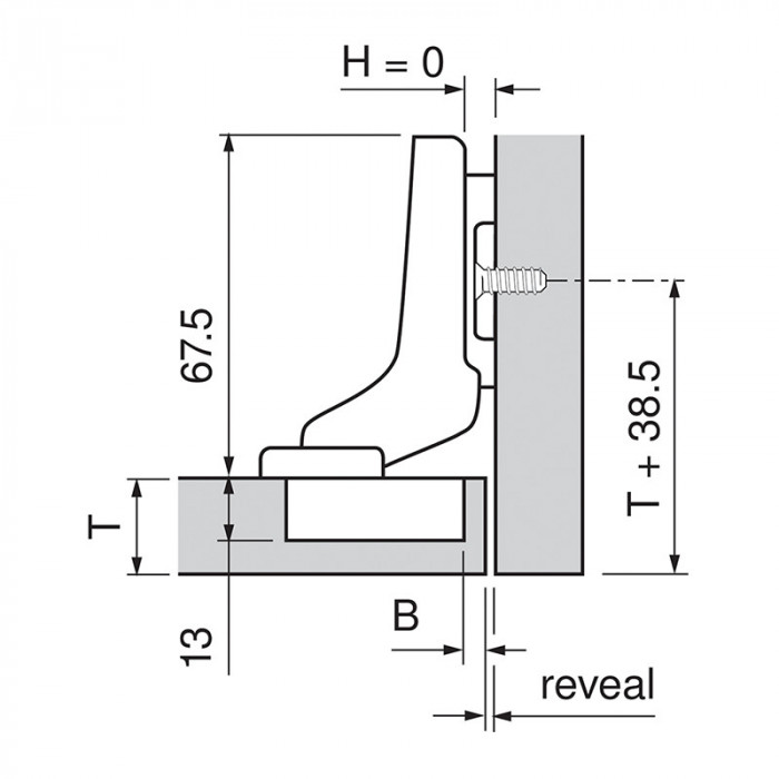 BLUM 71B9790 ZÁVES CLIP TOP BLUMOTION VLOŽENÝ S PEROM BRZDENÝ NA HRUBÉ DVERE INSERTA  95°