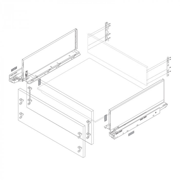 BLUM 770F6502S LEGRABOX PURE BOČNICE ŠEDÉ 650MM