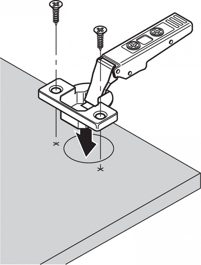 BLUM 71T9750 ZÁVES CLIP TOP VLOŽENÝ S PEROM NA HRUBÉ DVERE 95°