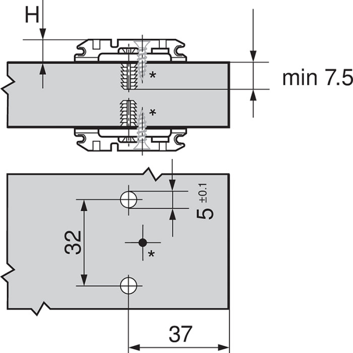 BLUM 174H710ZE KRÍŽOVÁ MONTÁŽNA PODLOŽKA CLIPS EXCENTROM PROTI SEBE EXPANDO 0MM ONYX