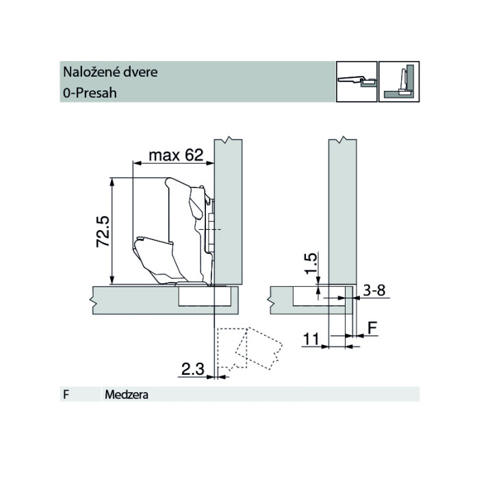 BLUM 70T7590.TL ZÁVES CLIP TOP NALOŽENÝ BEZ PERA INSERTA 155° ONYX