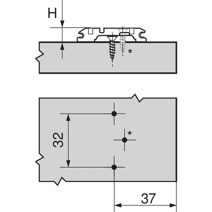 BLUM 173L6100 KRÍŽOVÁ MONTÁŽNA PODLOŽKA CLIP POZDĹŽNY OTVOR 0MM ONYX