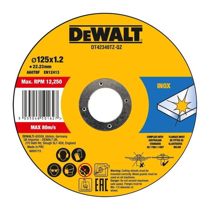 DEWALT KOTÚČ REZNÝ 125 X 1.2 X 22.23MM 10KS DT42340TZ