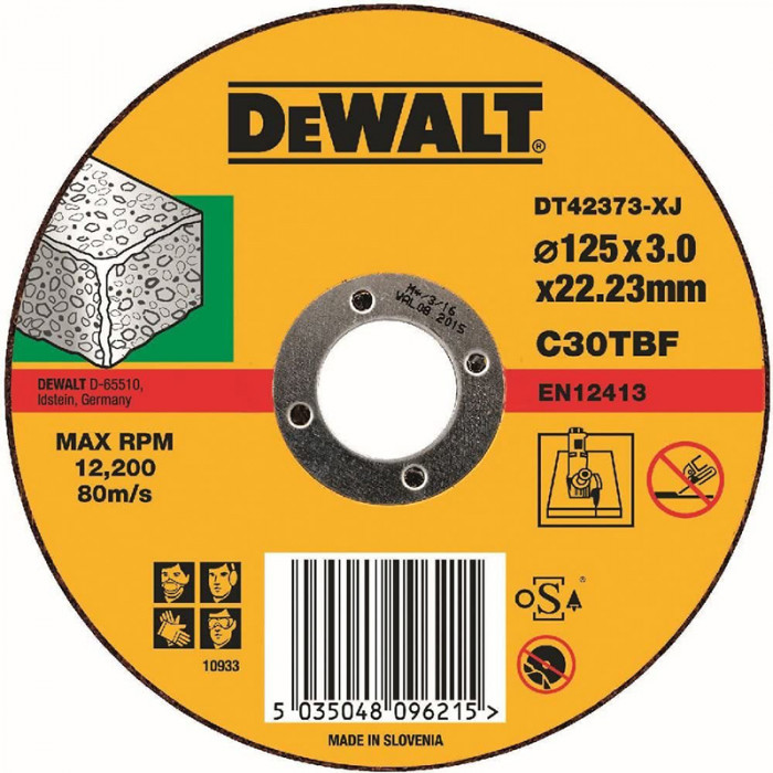 DEWALT KOTÚČ REZNÝ KAMEŃ 125 X 3.0 X 22.23MM DT42373