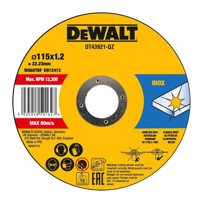 DEWALT KOTÚČ REZNÝ NEREZ 115 X 22 23 X 1 2MM 10KS DT43921