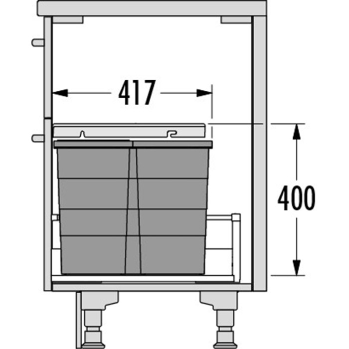 HAILO KÔŠ 600 ALLEGRO 350 1 X 28L 2 X 13L V 397MM TMAVO ŠEDÝ