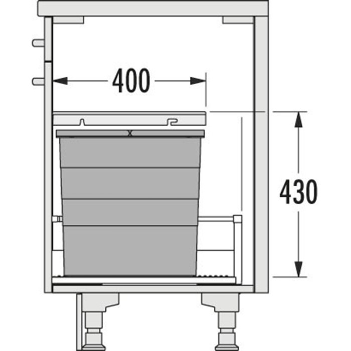 HAILO KÔŠ 600 ALLEGRO 380 2 X 28L V 430MM TMAVO ŠEDÝ