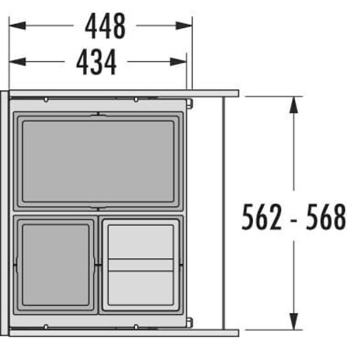 HAILO KÔŠ 600 AS CARGO 1 X 28 + 2 X 13 L V 370MM TMAVO ŠEDÝ