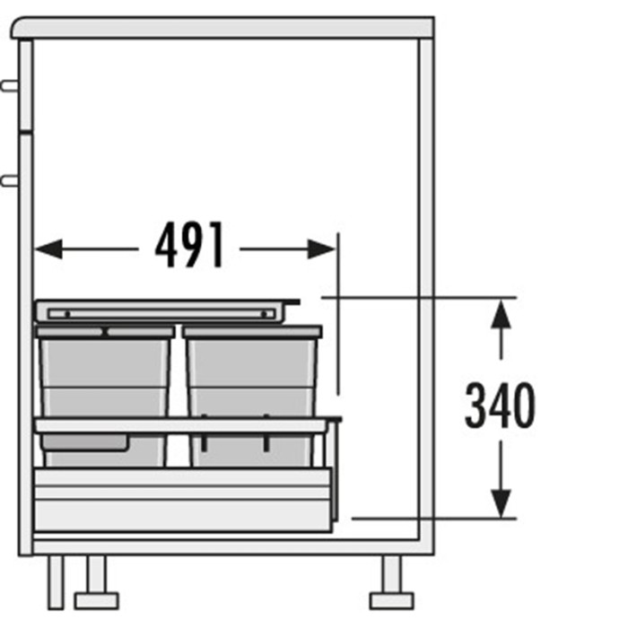 HAILO KÔŠ 450 SEPARATO - K 1 X 18L 2 X 8L V 340MM TMAVO ŠEDÝ