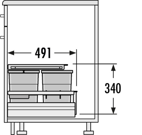 HAILO KÔŠ 600 SEPARATO - K 1 X 18L 2 X 8L V 340MM SVETLO ŠEDÝ