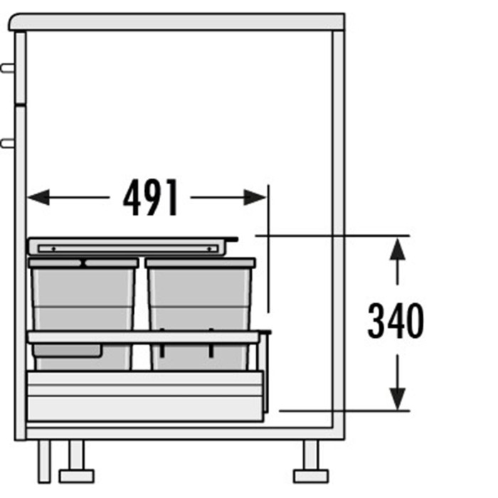 HAILO KÔŠ 600 SEPARATO - K 1 X 18L 2 X 8L V 340MM TMAVO ŠEDÝ