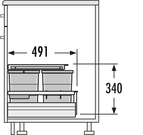 HAILO KÔŠ 900 SEPARATO - K 2 X 18L 2 X 8L V 340MM SVETLO ŠEDÝ