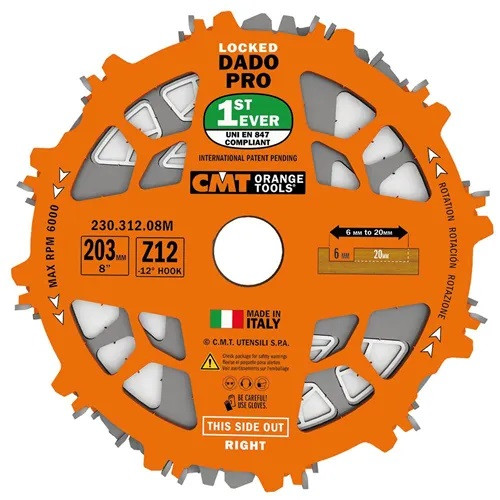 CMT SADA DRÁŽKOVACÍCH KOTÚČOV DADO PRO D203 / 6.2-20MM D0 Z12 HW