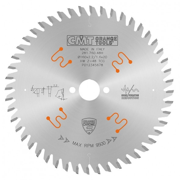 CMT KOTÚČ PÍLOVÝ NA LAMINO A KOMPOZITY CHROME D160 / 2.2MM D20 Z48HW C28176048H