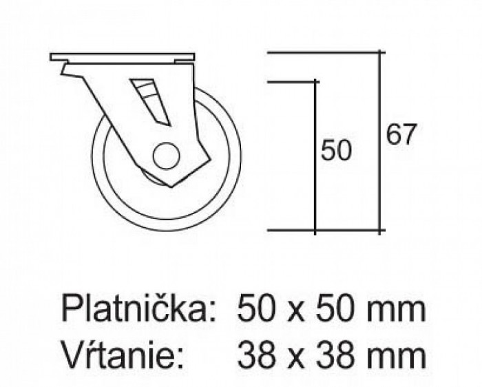 KOLIESKO D50MM TRANSP PLATN 35KG BB