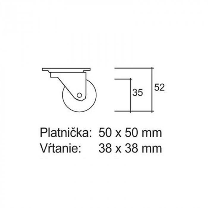 KOLIESKO D35MM TRANSP PLATN 25KG BB