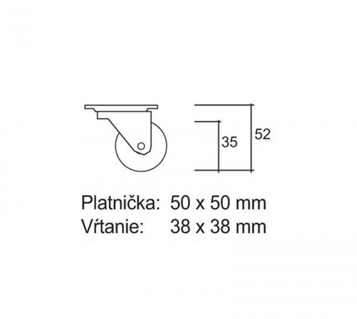 KOLIESKO D35MM TRANSP PLATN 25KG BRZDA