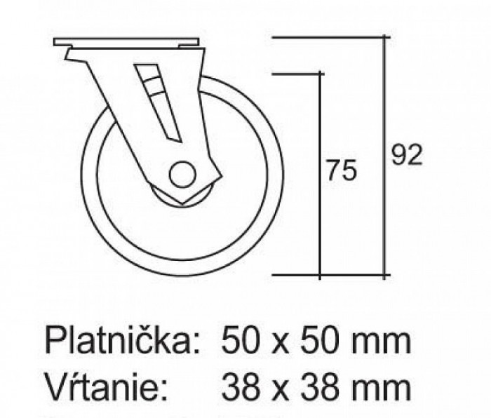 KOLIESKO, D75MM, TRANSPARENT, S PLATNIČKOU