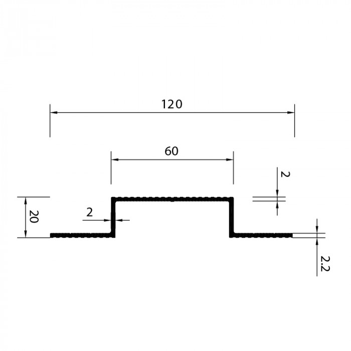 PROFIL ALU OMEGA T120/60/2/3000 MM DRÁŽKA PANELSYSTEMS