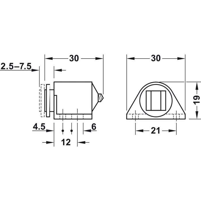 MAGNET,DREVENÉ DVERE, 3-4KG, D13, 32/22, BIELY, 246.09.730