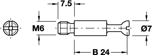 HÄFELE MINIFIX TIAHLO M6 7.5/34 BEZ POVRCHOVEJ ÚPRAVY  PZ 262.28.044