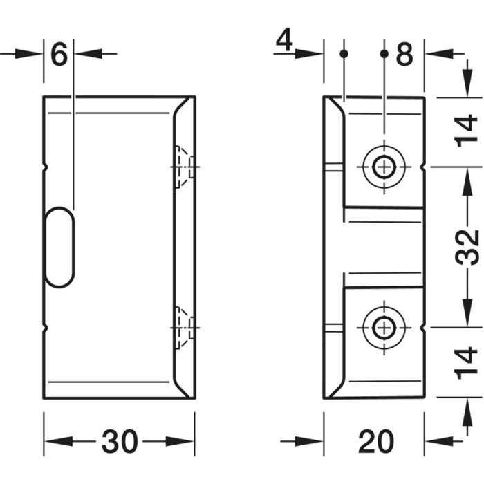 HÄFELE KOVANIE SPOJOVACIE PACOFIX DF UHOL 30/20 D4 262.51.390