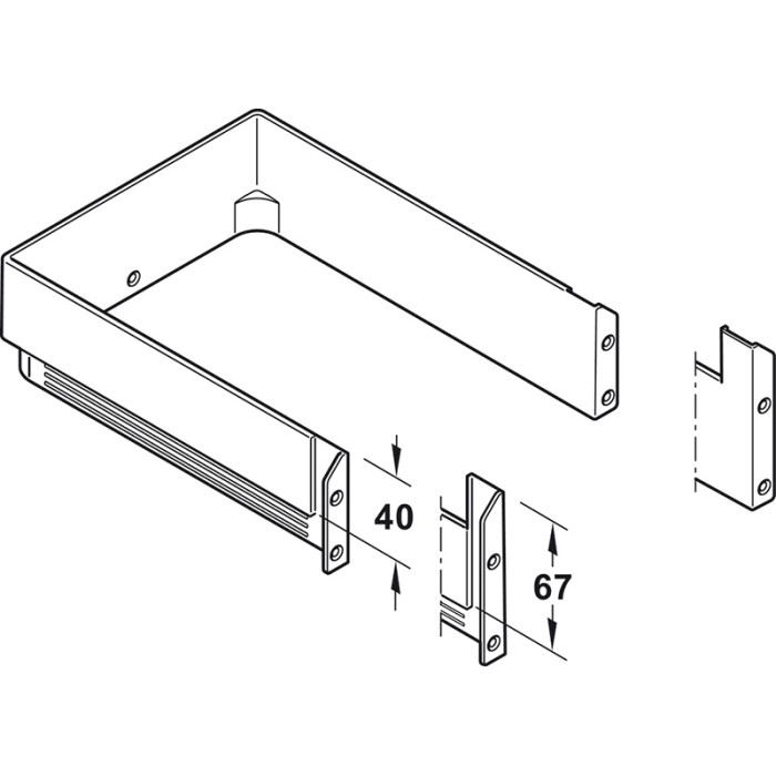 VLOŽKA PRE VÝREZ PRE ODPAD, VÝŠKA 67 MM, DĹŽKA 250 MM, ŠEDÁ, 551.63.531