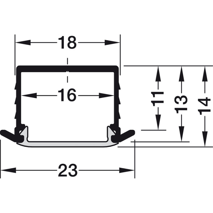 HÄFELE LED PROFIL 1191 ALU, 18/14/2500MM, 833.72.984