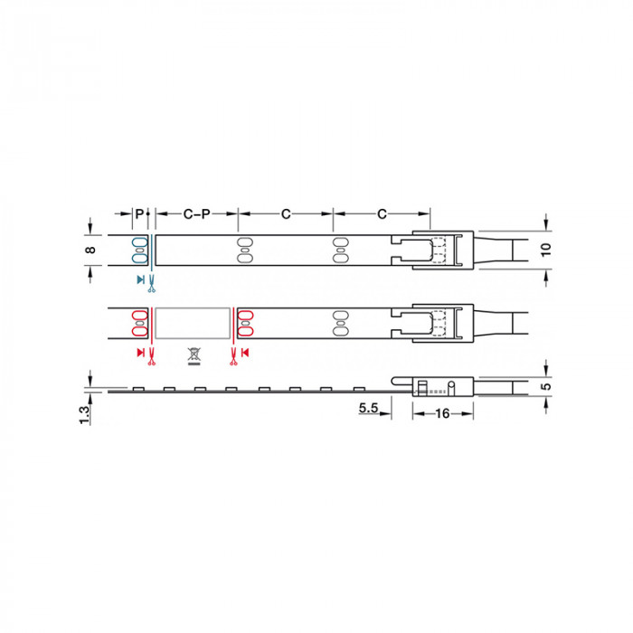 HÄFELE LED 2071 PÁS 12V 4.8W 60 LED ECO 5000K 833.74.307