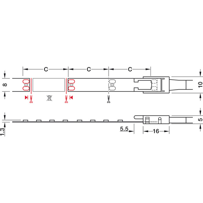 HÄFELE LED 3071 PÁS 24V 4.8W 120 LED ECO 5000K 833.76.708