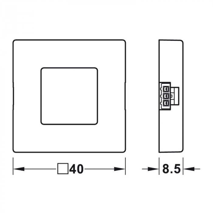 HÄFELE LED STMIEVAČ BEZDOTYKOVÝ 40/40MM POVRCHOVÁ MONTÁŽ ČIERNA 833.89.178