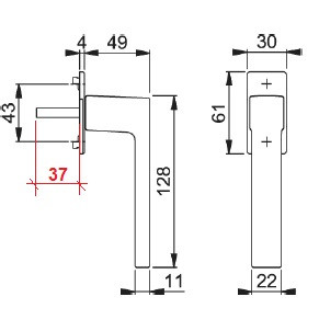 HOPPE AUSTIN OKENNÁ KĽUČKA  37MM PLOCHÁ  ARETÁCIA 45°  F9  TITAN