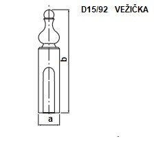 SFS ZÁVES 3D, D15/92mm, KRYTKA, ZLATÁ, VEŽIČKA, HLINÍKOVA