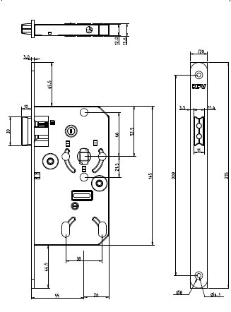 ZÁMOK ZADLABÁVACÍ, KFV, DIN,MAGNET, 116-1/2, -F,85/55D/00, 20MM,NEREZ