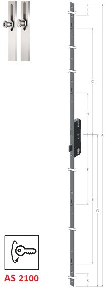 KFV-ZÁMOK, AS-2100, F16-45-92-8-R3, 2MM USTUPENÁ STRELKA