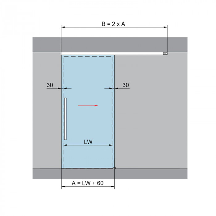 DORMAKABA MUTO M60 POSUVNÉ KOVANIE ZÁKLADNA SADA 550-1200/2380 EV1