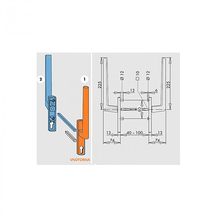 SIEGENIA HS KĽ PMHB0050-512011 R8022 PZ-I DLHÁ