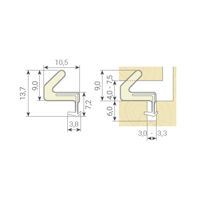 SIEGENIA TESNENIE HS. QL3078 10.5MM SIVÁ/300