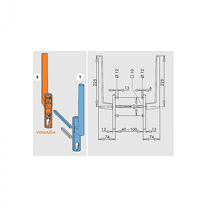 SIEGENIA HS KĽ PMHB0040-524011 EV1 PZ