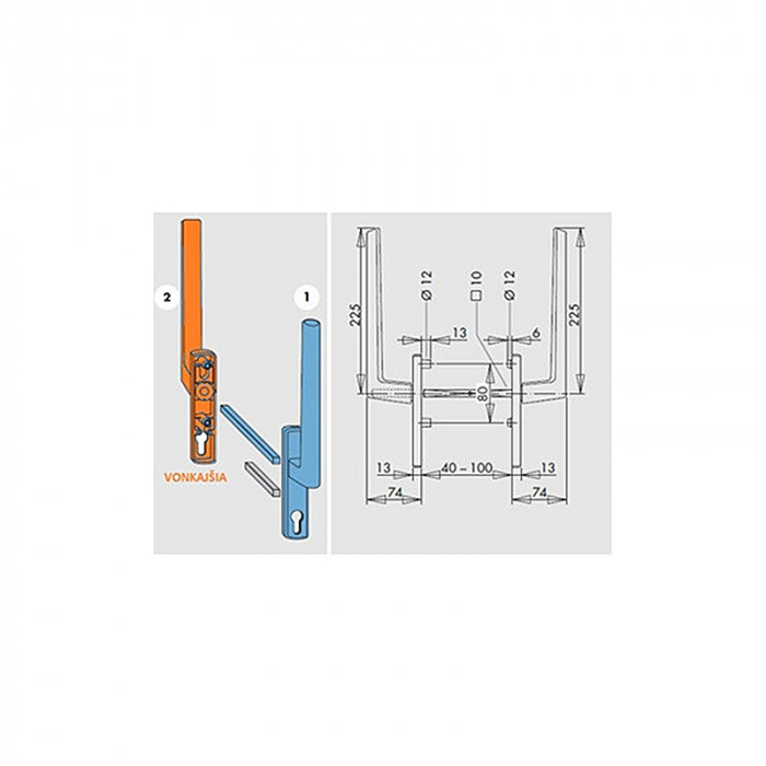 SIEGENIA HS KĽ PMHB0040-534011 T.MAT PZ