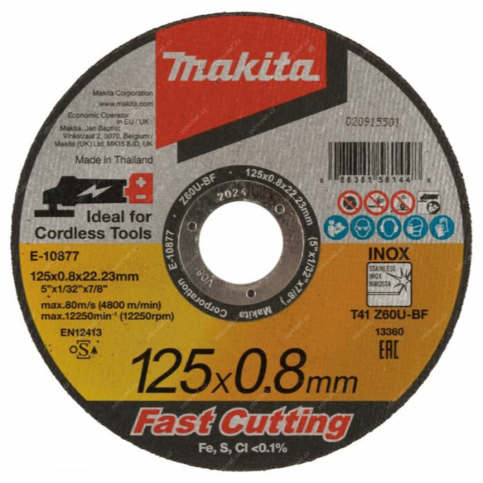 MAKITA KOTÚČ REZNÝ NEREZ D125/0.8/22MM 1KS