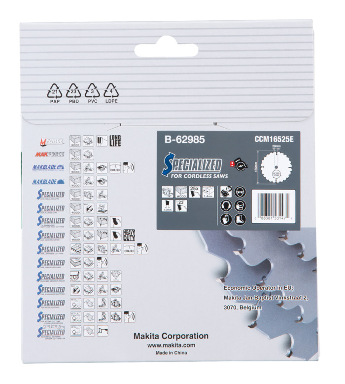 MAKITA KOTÚČ PÍLOVÝ EFFICUT 165/20MM 25Z B-62985