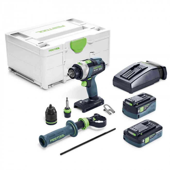 FESTOOL AKUMULÁTOROVÝ SKRUTKOVAČ S PRÍKLEPOM QUADRIVE TPC 18/4 5.2/4.0 I - PLUS