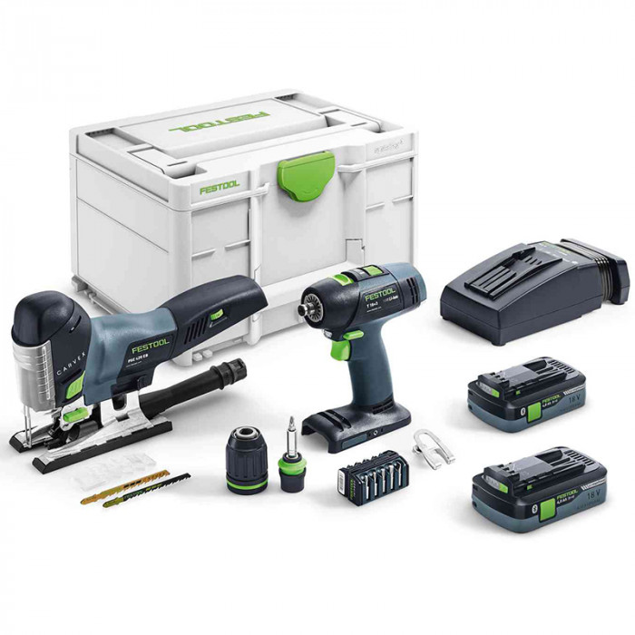 FESTOOL AKU SKRUTKOVAČ VŔTACÍ T18+3 / PÍLA PRIAMOČIARA PSC420EB I-SET 18V