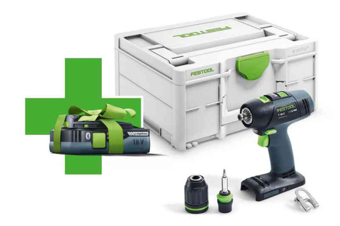 FESTOOL SKRUTKOVAČ AKUMULÁTOROVÝ VŔTACÍ T 18 + 3  BASIC - 4,0  577051