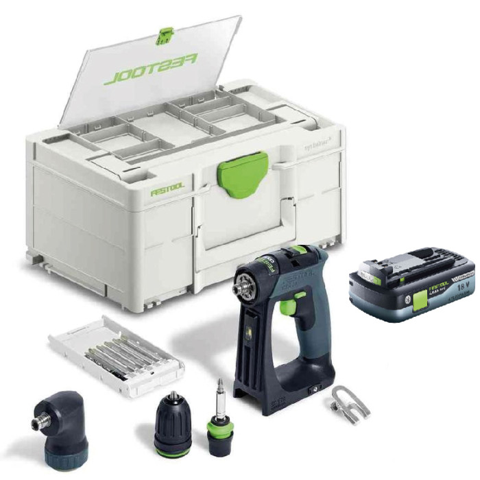 FESTOOL SKRUTKOVAČ AKUMULÁTOROVÝ, VŔTACÍ, CXS - 18 - BASIC - SET, PLUS DARČEK AKUMULÁTOR 18V