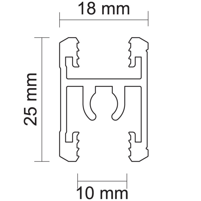 PROFIL STREDNÝ H25/10,300CM,ČIERNY