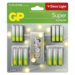 SET ALKALICKÉ BATÉRIE GP 2XAA & 12X AAA & 1LED REŤAZ