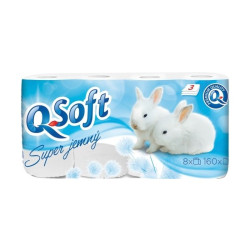 QSOFT PAPIER TOALETNÝ TROJVRSTVOVÝ BIELY 8KS