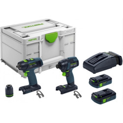 FESTOOL SADA VŔTACIA ŠROUBOVACIA AKUMULÁTOROVA TID18C3.1SET + T18 AKKU RÁZOVÝ UŤAHOVÁK 576492